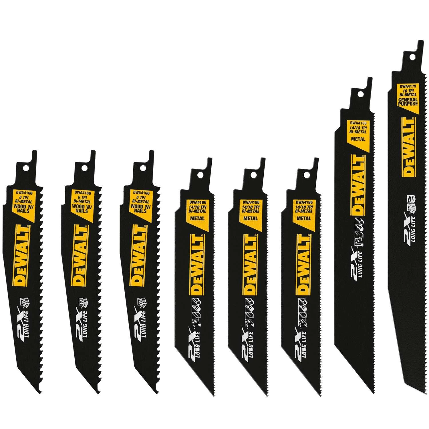 DeWalt 6 In. Bi-Metal Reciprocating Saw Blade Set 6 TPI 8 Pk 1 DeWalt 6 In. Bi-Metal Reciprocating Saw Blade Set 6 TPI 8 Pk
