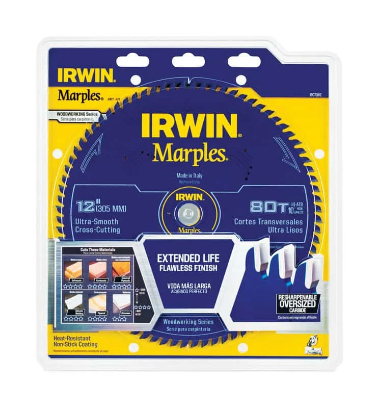 Irwin Marples 12 In. D X 1 In. Woodworking Carbide Circular Saw Blade 80 Teeth 1 Pk 2 Irwin Marples 12 In. D X 1 In. Woodworking Carbide Circular Saw Blade 80 Teeth 1 Pk - Image 2