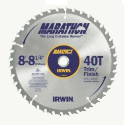 Irwin Marathon 8-1/4 In. D X 5/8 In. Carbide Miter And Table Saw Blade 40 Teeth 1 Pk