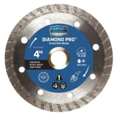 Century Drill & Tool 4 In. D Diamond Turbo Diamond Saw Blade