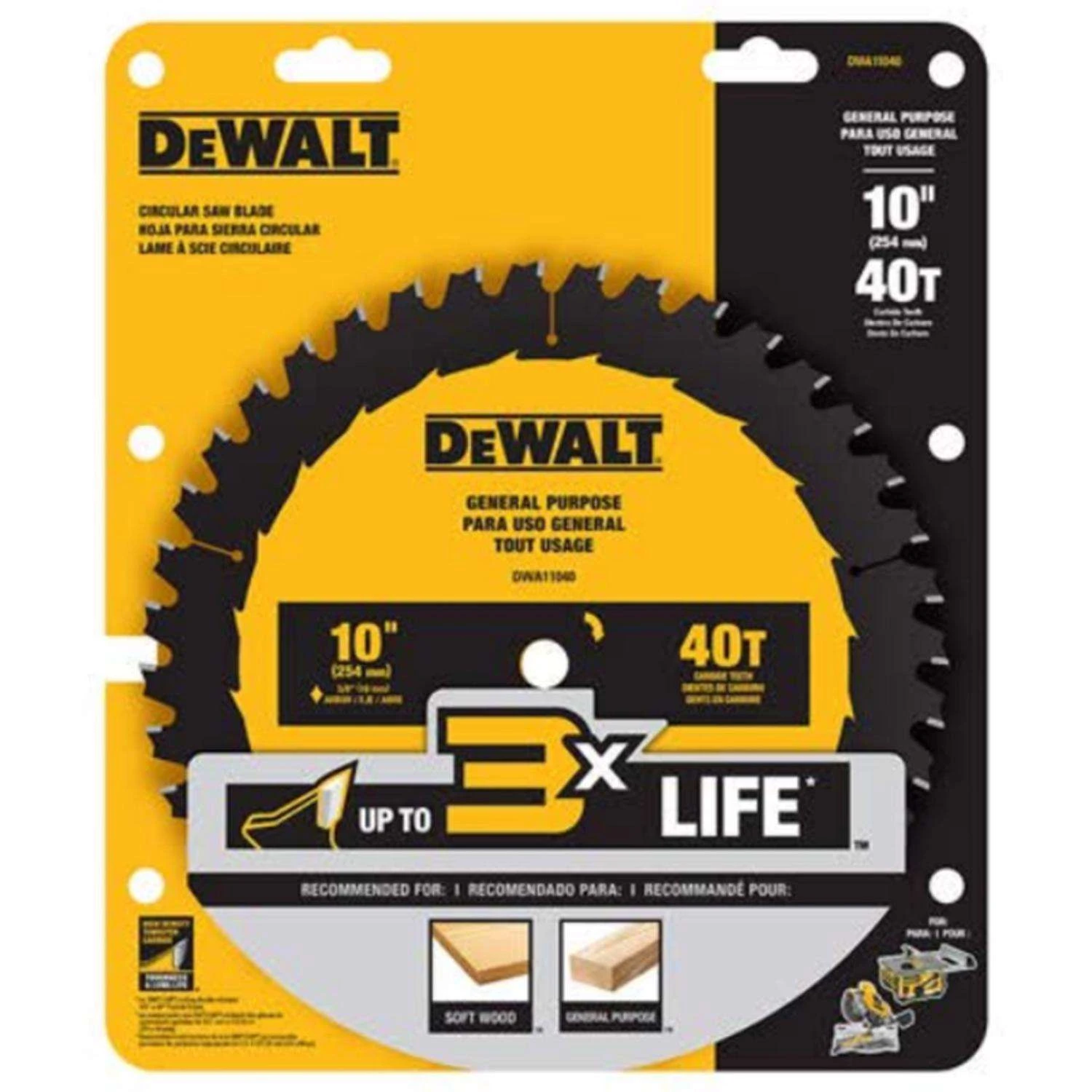 DeWalt 10 In. D X 5/8 In. Carbide Tipped Circular Saw Blade 40 Teeth 1 Pc 5 DeWalt 10 In. D X 5/8 In. Carbide Tipped Circular Saw Blade 40 Teeth 1 Pc - Image 5