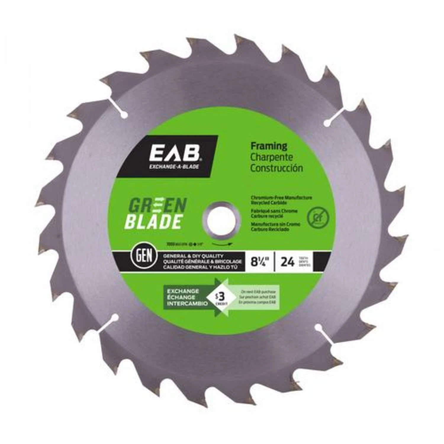 Exchange-A-Blade 8-1/4 In. D X 5/8 In. Carbide Framing Saw Blade 24 Teeth 1 Pk 1 Exchange-A-Blade 8-1/4 In. D X 5/8 In. Carbide Framing Saw Blade 24 Teeth 1 Pk