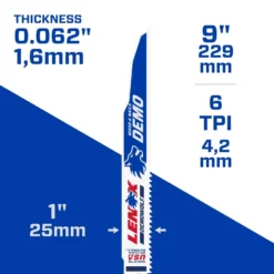 LENOX DEMOWOLF 9 In. Bi-Metal Reciprocating Saw Blade 6 TPI 5 Pk 6 LENOX DEMOWOLF 9 In. Bi-Metal Reciprocating Saw Blade 6 TPI 5 Pk -Dewalts Store 2a348aae 84bc 4380 abec 3f69984c6265
