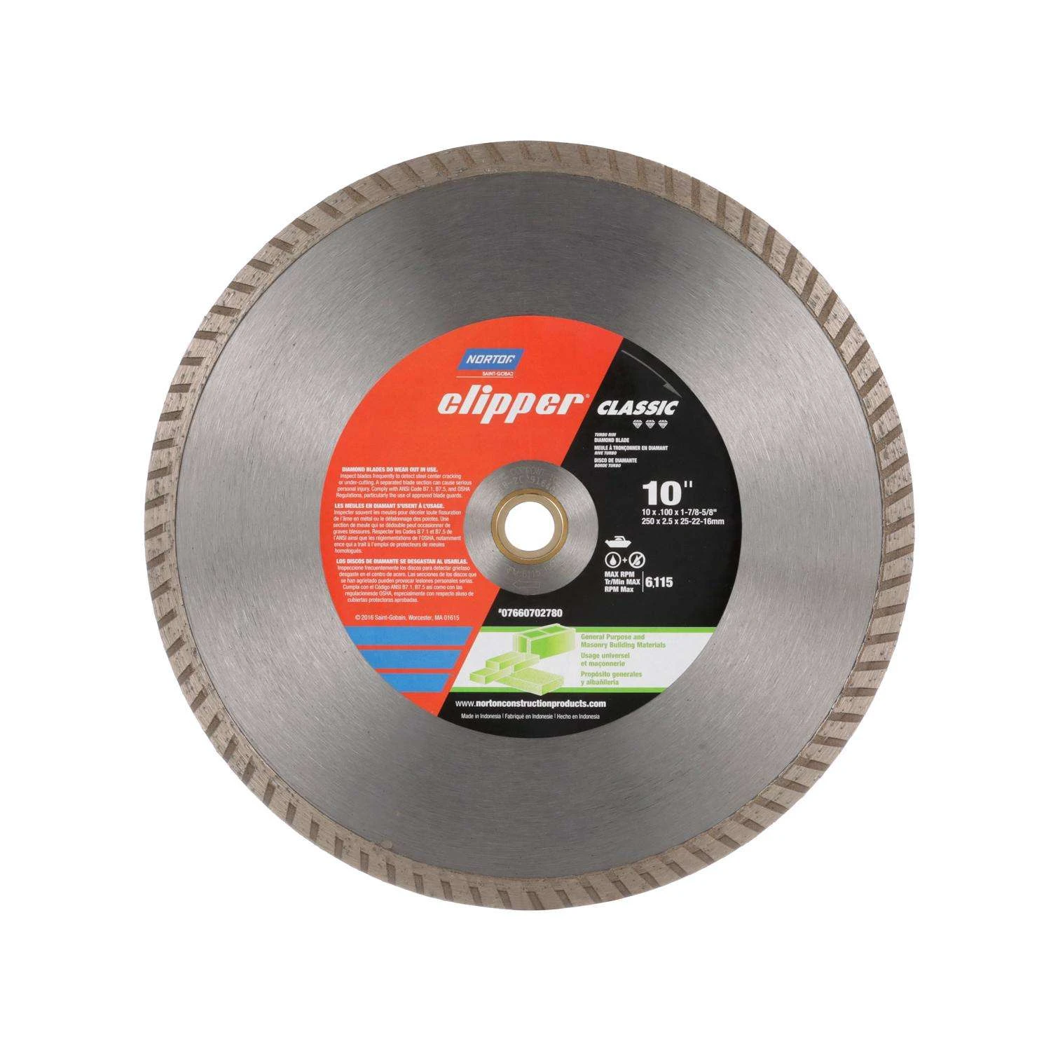 Norton Clipper 10 In. D X 1-7/8 And 5/8 Classic Diamond Turbo Rim Blade 1 Pk 3 Norton Clipper 10 In. D X 1-7/8 And 5/8 Classic Diamond Turbo Rim Blade 1 Pk - Image 3