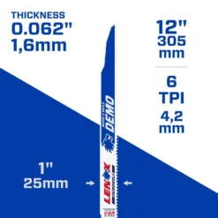 LENOX DEMOWOLF 12 In. Bi-Metal Reciprocating Saw Blade 6 TPI 25 Pk -Dewalts Store 388d7e0a d118 4338 9487 d161c932018e