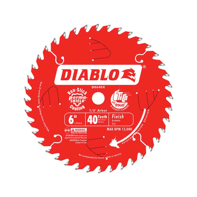 Diablo 6 In. D X 1/2 In. TiCo Hi-Density Carbide Finish Saw Blade 40 Teeth 1 Pk 1 Diablo 6 In. D X 1/2 In. TiCo Hi-Density Carbide Finish Saw Blade 40 Teeth 1 Pk