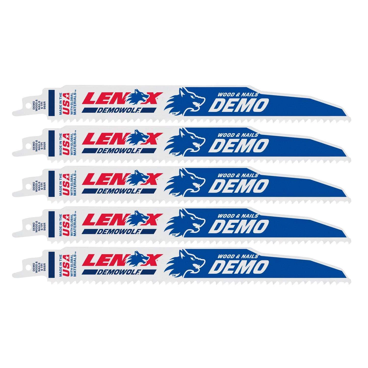 LENOX DEMOWOLF 9 In. Bi-Metal Reciprocating Saw Blade 6 TPI 5 Pk 1 LENOX DEMOWOLF 9 In. Bi-Metal Reciprocating Saw Blade 6 TPI 5 Pk