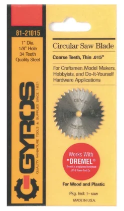 Gyros Tools 1 In. D X 1/8 In. Coarse Steel Circular Saw Blade 34 Teeth 1 Pk