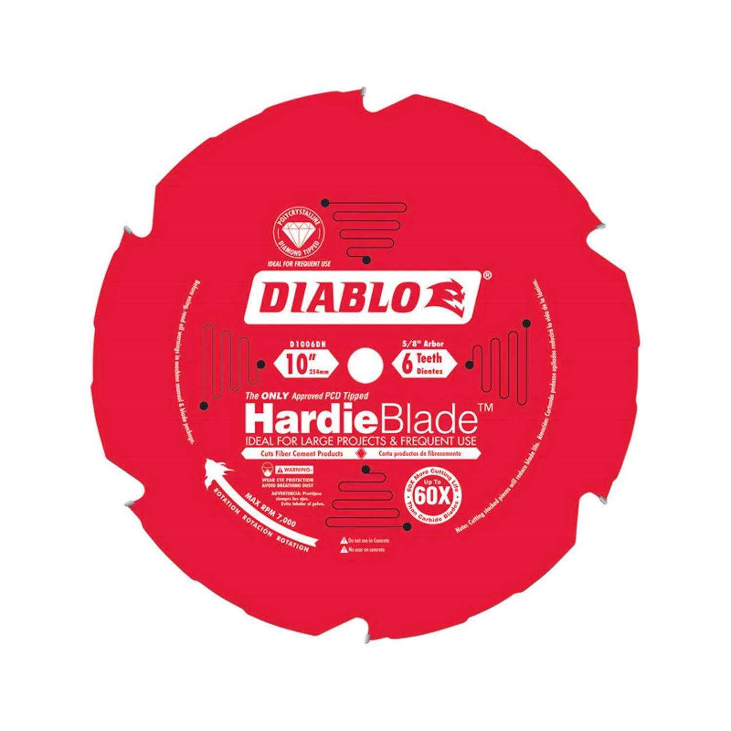 Diablo HardieBlade 10 In. D X 5/8 In. PCD Fiber Cement Blade 6 Teeth 1 Pk 1 Diablo HardieBlade 10 In. D X 5/8 In. PCD Fiber Cement Blade 6 Teeth 1 Pk