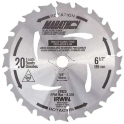 Irwin Marathon 6-1/2 In. D X 5/8 In. Carbide Tipped Circular Saw Blade 20 Teeth 1 Pc