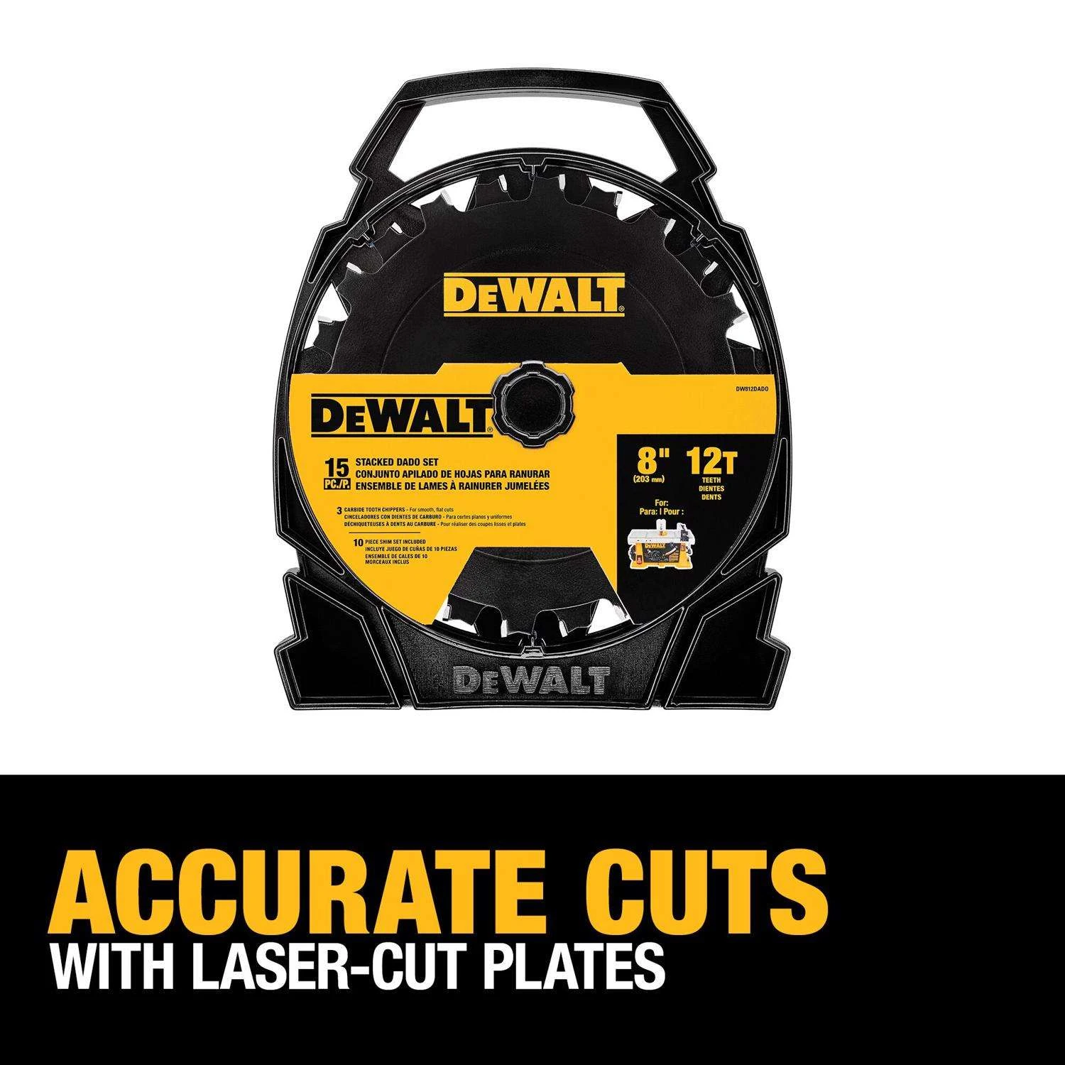 DeWalt 8 In. D Carbide Dado Blade Set 12 Teeth 15 Pc 4 DeWalt 8 In. D Carbide Dado Blade Set 12 Teeth 15 Pc - Image 4