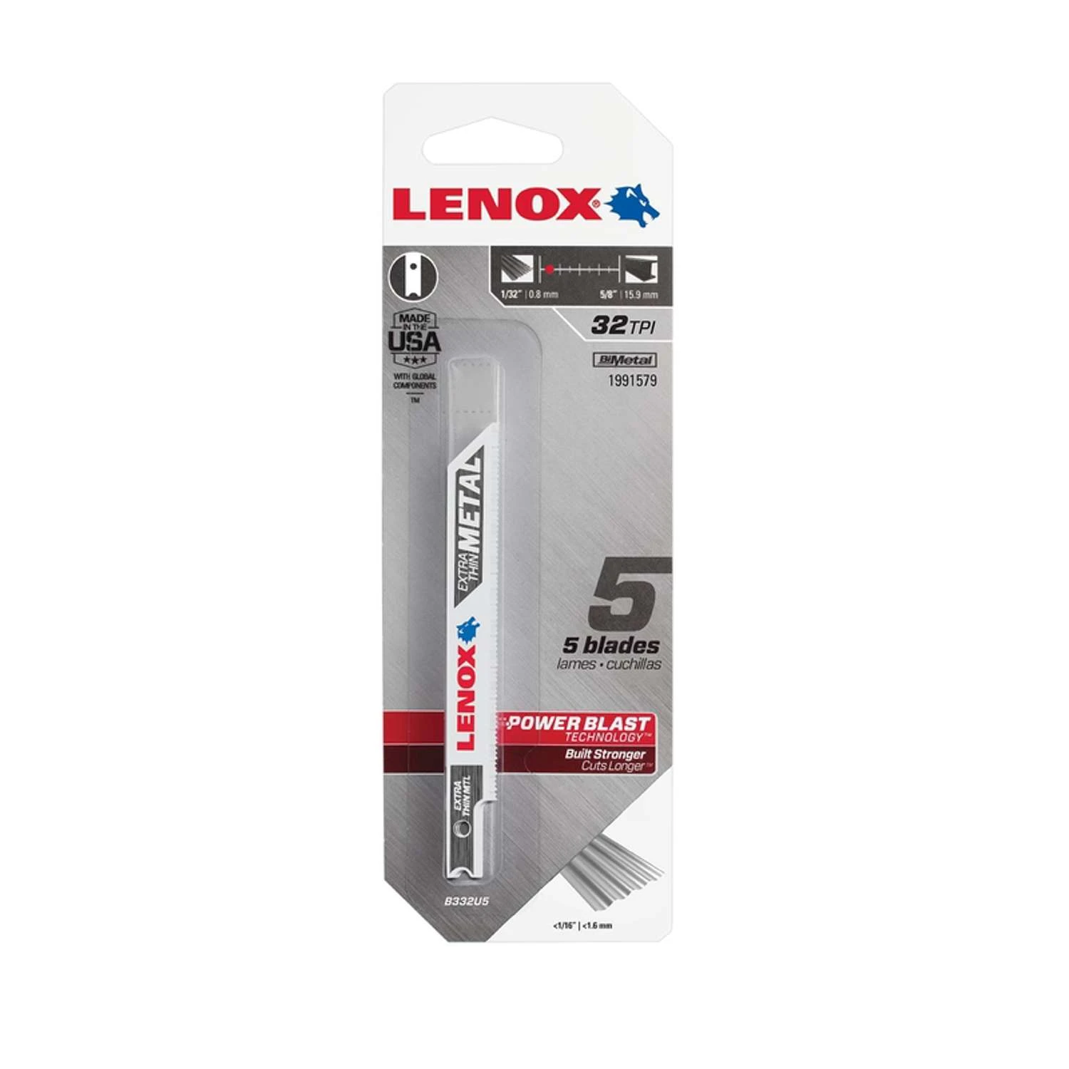 Lenox 3-5/8 In. Bi-Metal U-Shank Extra Thin Metal Jig Saw Blade 32 TPI 5 Pk 2 Lenox 3-5/8 In. Bi-Metal U-Shank Extra Thin Metal Jig Saw Blade 32 TPI 5 Pk - Image 2