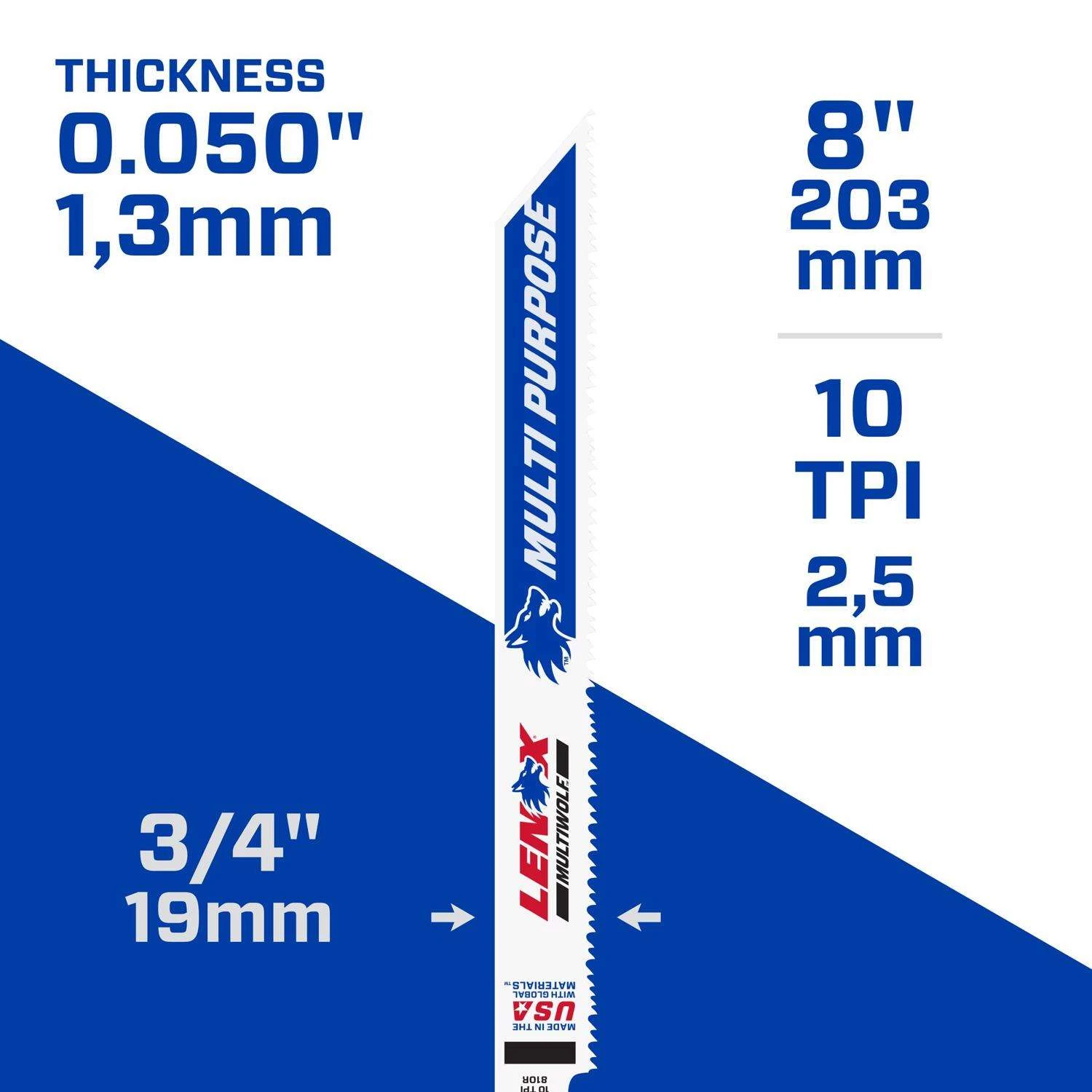 LENOX MULTIWOLF 8 In. Bi-Metal WAVE EDGE Reciprocating Saw Blade 10 TPI 25 Pk 3 LENOX MULTIWOLF 8 In. Bi-Metal WAVE EDGE Reciprocating Saw Blade 10 TPI 25 Pk - Image 3