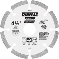 DeWalt HP 4-1/2 In. D X 7/8 In. Diamond Segmented Rim Diamond Saw Blade 1 Pk