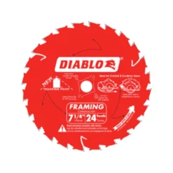 Diablo Tracking Point 7-1/4 In. D X 5/8 In. TiCo Hi-Density Carbide Saw Blade 24 Teeth 1 Pk