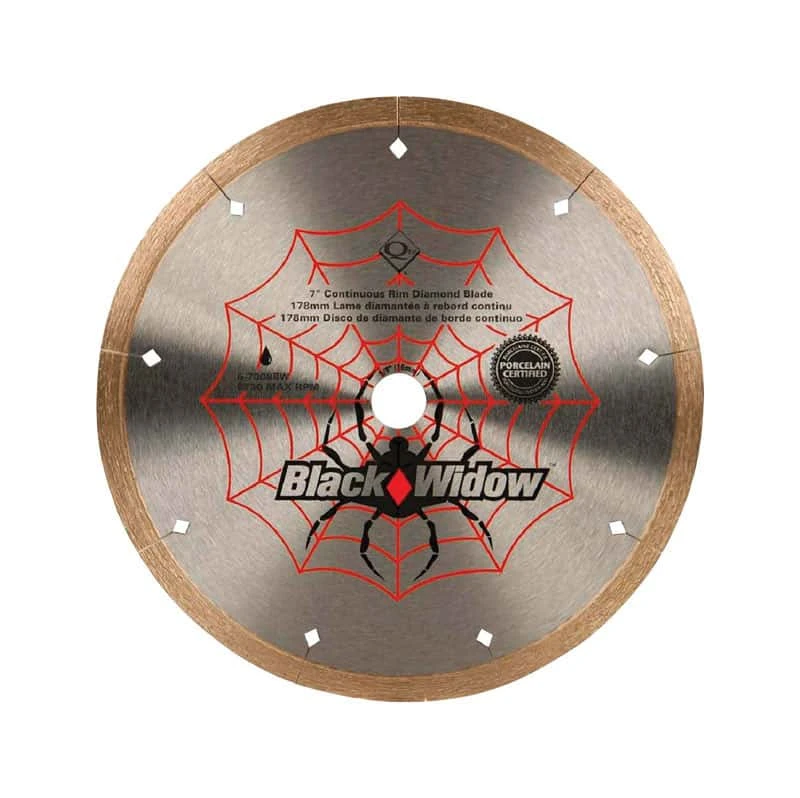 QEP Black Widow 7 In. D X 5/8 In. Steel Continuous Rim Diamond Saw Blade 1 Pc 1 QEP Black Widow 7 In. D X 5/8 In. Steel Continuous Rim Diamond Saw Blade 1 Pc