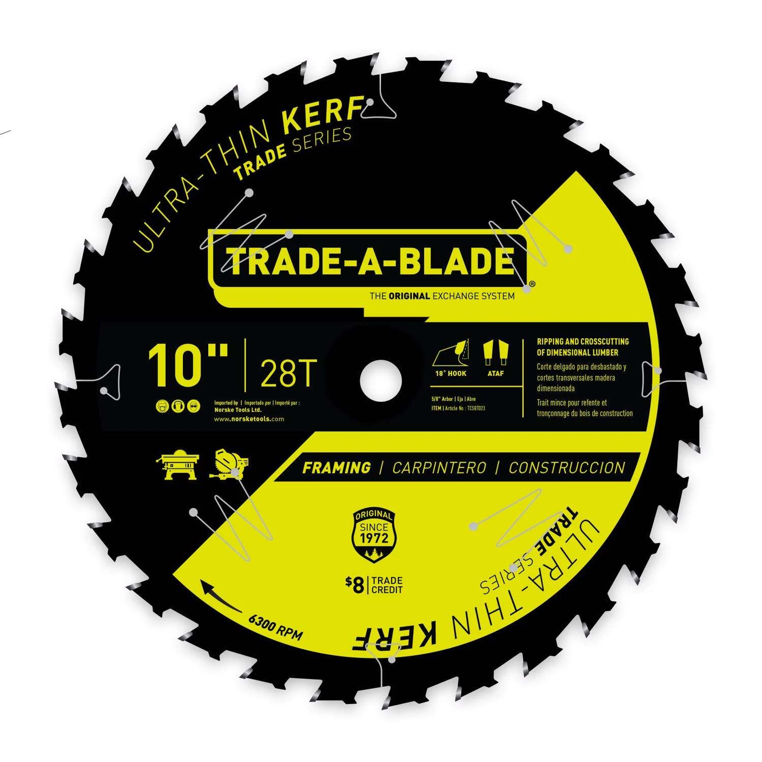 Trade A Blade 10 In. D X 5/8 In. Ultra Thin Kerf Carbide Saw Blade 28 Teeth 1 Pk 2 Trade A Blade 10 In. D X 5/8 In. Ultra Thin Kerf Carbide Saw Blade 28 Teeth 1 Pk - Image 2