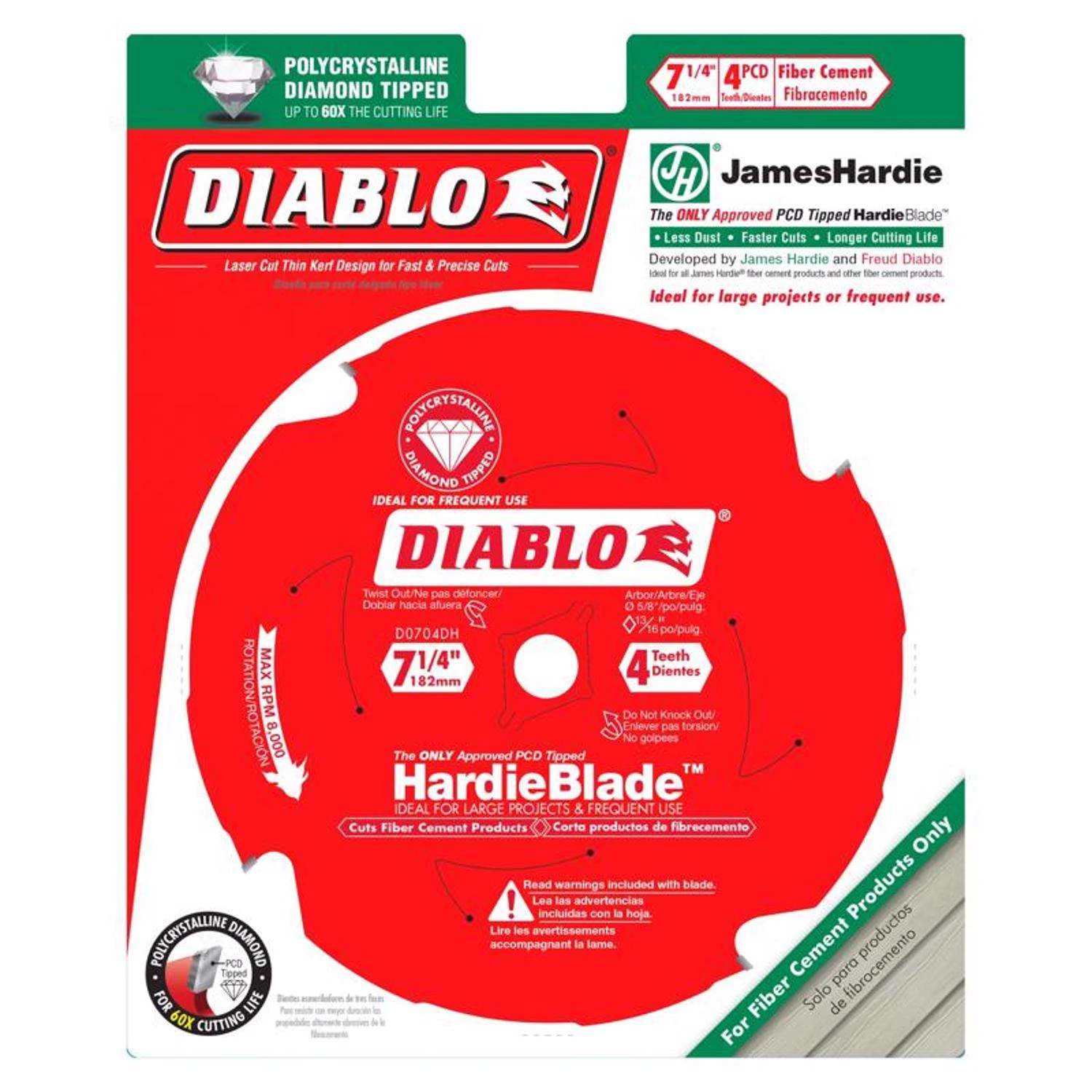 Diablo HardieBlade 7-1/4 In. D X 5/8 In. PCD Circular Saw Blade 4 Teeth 1 Pk 2 Diablo HardieBlade 7-1/4 In. D X 5/8 In. PCD Circular Saw Blade 4 Teeth 1 Pk - Image 2