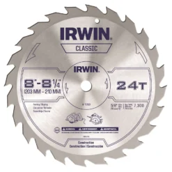 Irwin 8-1/4 In. D X 5/8 In. Classic Carbide Circular Saw Blade 24 Teeth 1 Pk