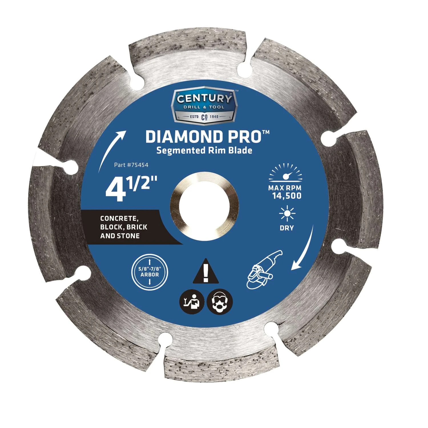 Century Drill & Tool 4-1/2 In. D X 5/8 And 7/8 In. Diamond Segmented Rim Blade 1 Pk 1 Century Drill & Tool 4-1/2 In. D X 5/8 And 7/8 In. Diamond Segmented Rim Blade 1 Pk
