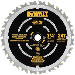 DeWalt 7-1/4 In. D X 5/8 In. Carbide Saw Blade 24 Teeth 1 Pk