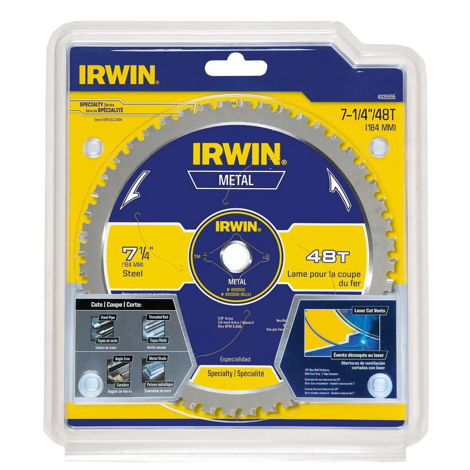 Irwin Marathon 7-1/4 In. D X 5/8 In. Steel Circular Saw Blade 48 Teeth 1 Pk 2 Irwin Marathon 7-1/4 In. D X 5/8 In. Steel Circular Saw Blade 48 Teeth 1 Pk - Image 2