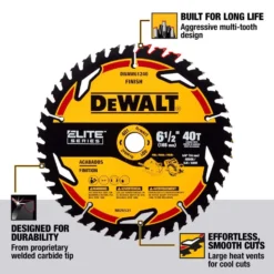 DeWalt Elite Series 6-1/2 In. D X 5/8 In. Carbide Circular Saw Blade 40 Teeth 1 Pk 9 DeWalt Elite Series 6-1/2 In. D X 5/8 In. Carbide Circular Saw Blade 40 Teeth 1 Pk -Dewalts Store a977de18 678e 48a3 adfa a161532512ba