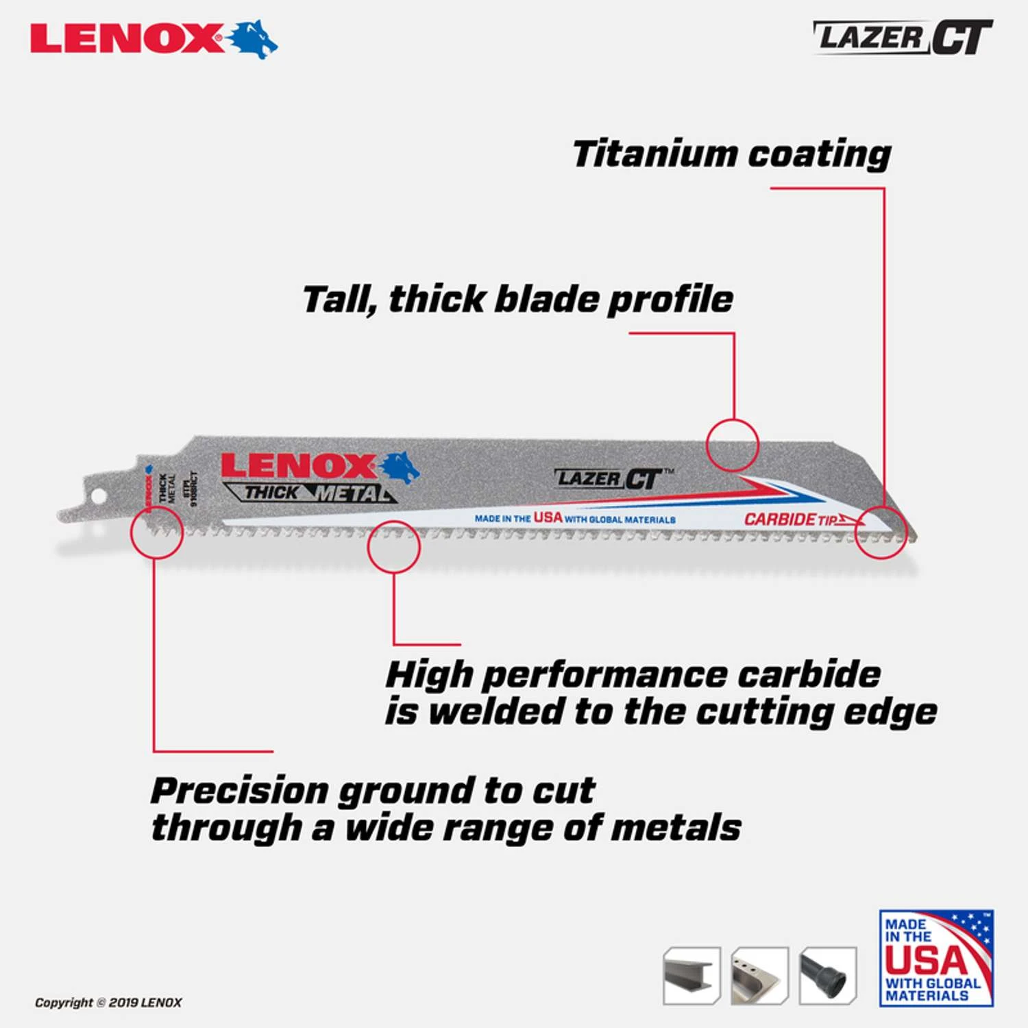 Lenox Lazer CT 9 In. Carbide Tipped Reciprocating Saw Blade 8 TPI 1 Pc 2 Lenox Lazer CT 9 In. Carbide Tipped Reciprocating Saw Blade 8 TPI 1 Pc - Image 2