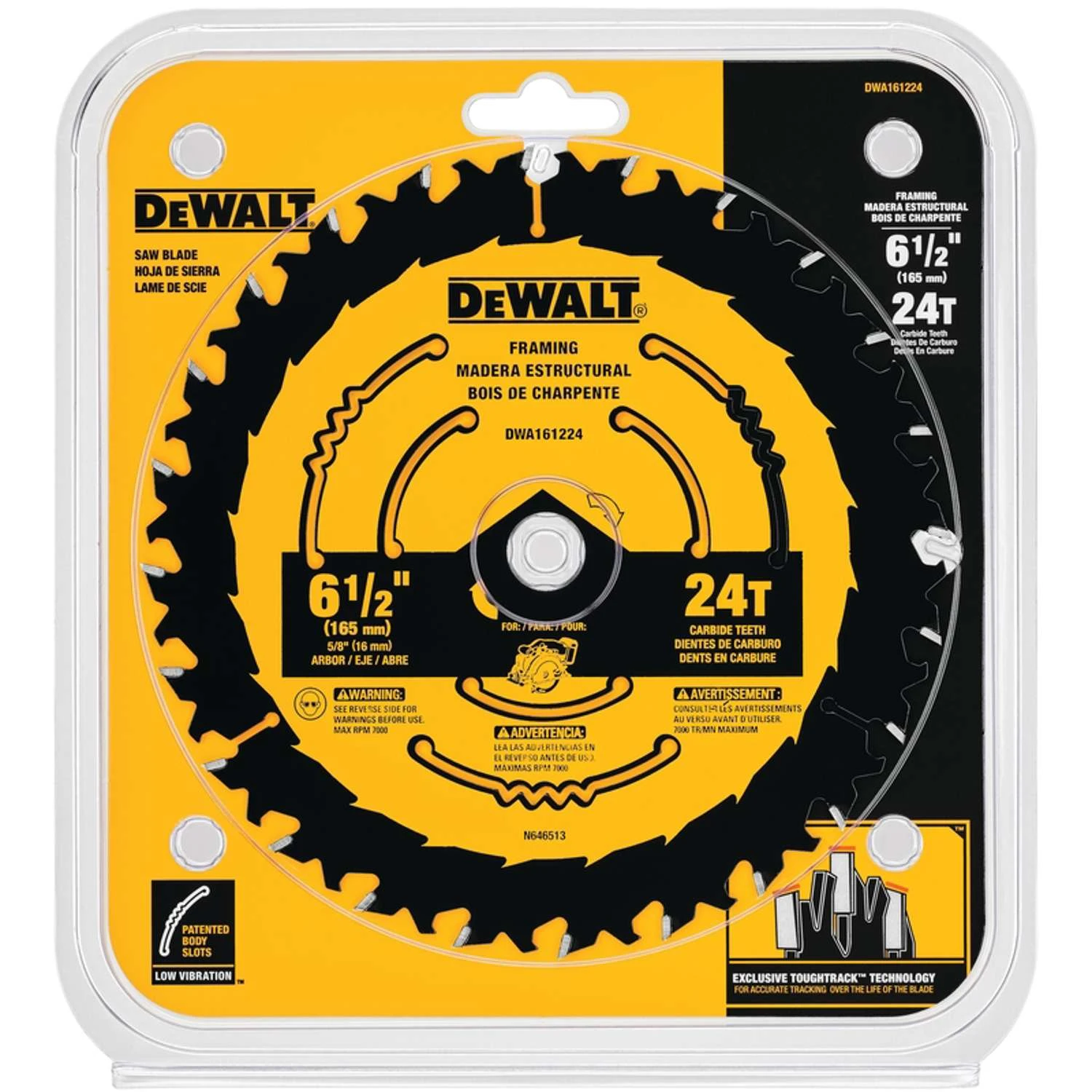 DeWalt 6-1/2 In. D X 5/8 In. Tungsten Carbide Circular Saw Blade 24 Teeth 1 Pk 1 DeWalt 6-1/2 In. D X 5/8 In. Tungsten Carbide Circular Saw Blade 24 Teeth 1 Pk