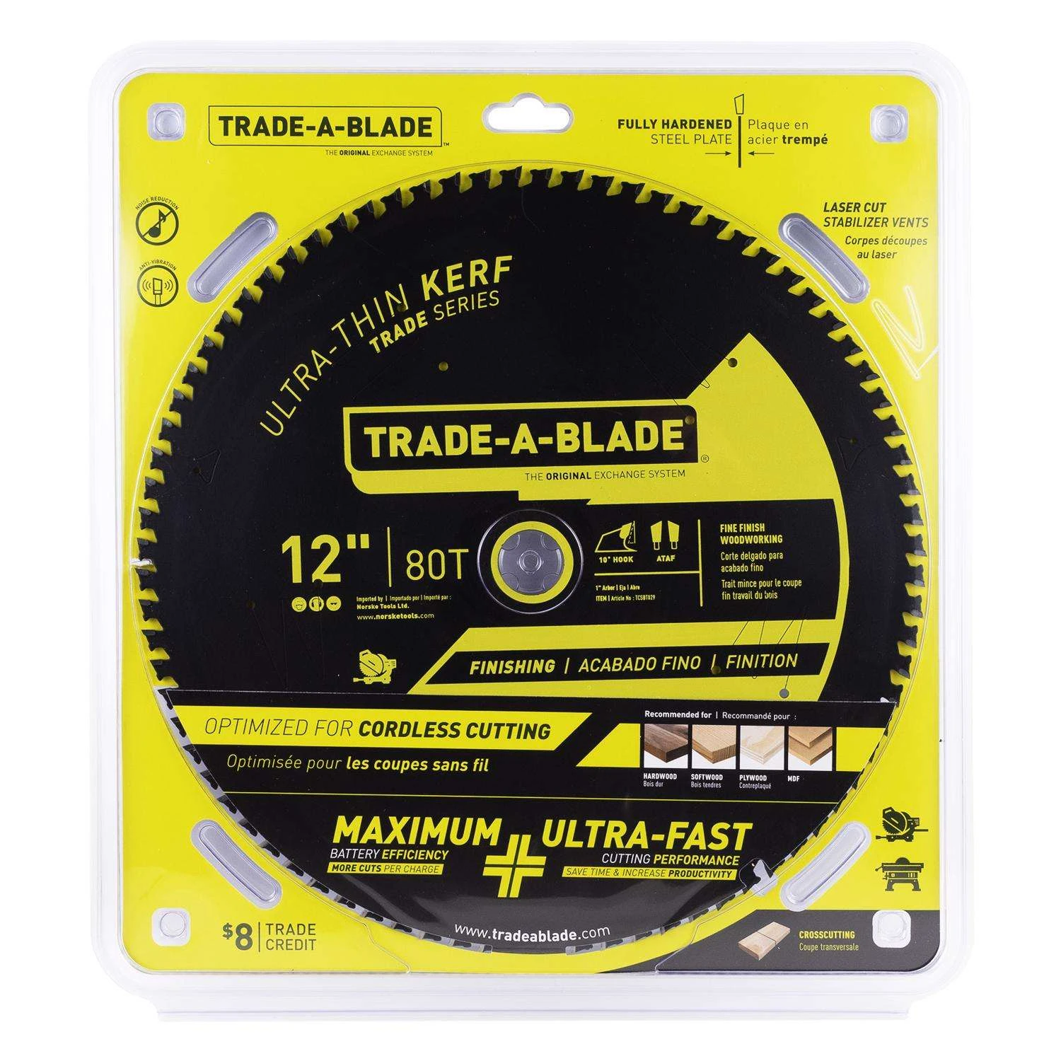 Trade A Blade 12 In. D X 1 In. Ultra Thin Kerf Carbide Saw Blade 80 Teeth 1 Pk 1 Trade A Blade 12 In. D X 1 In. Ultra Thin Kerf Carbide Saw Blade 80 Teeth 1 Pk