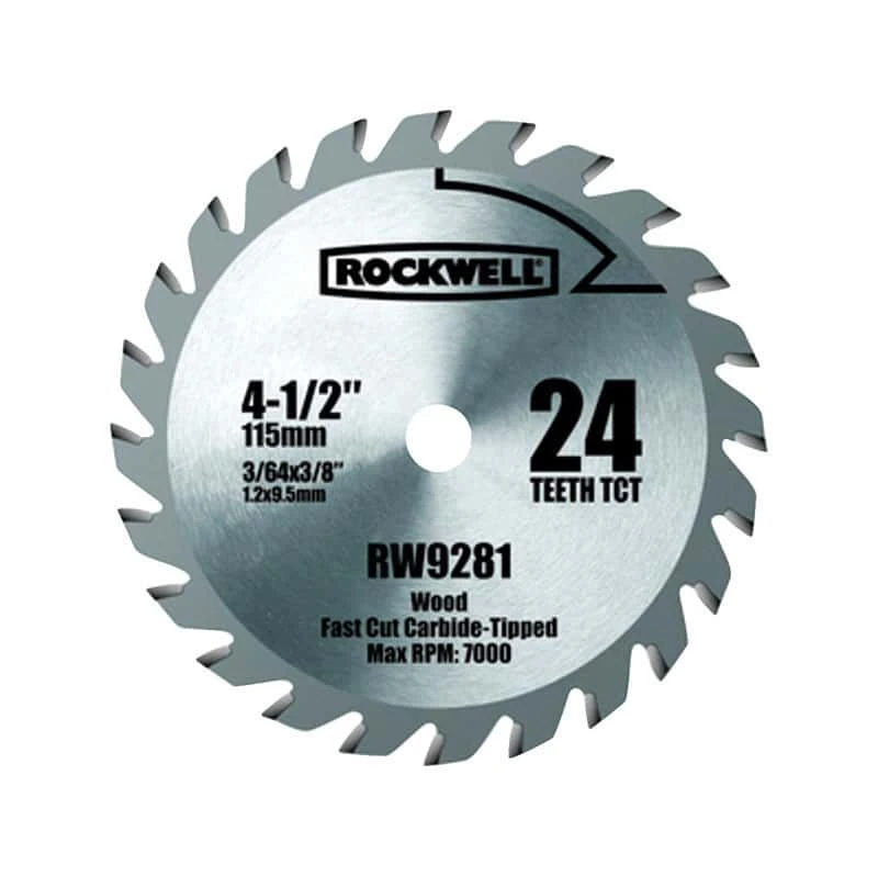 Rockwell 4-1/2 In. D X 3/8 In. Versacut Carbide Tipped Circular Saw Blade 24 Teeth 1 Pc 1 Rockwell 4-1/2 In. D X 3/8 In. Versacut Carbide Tipped Circular Saw Blade 24 Teeth 1 Pc