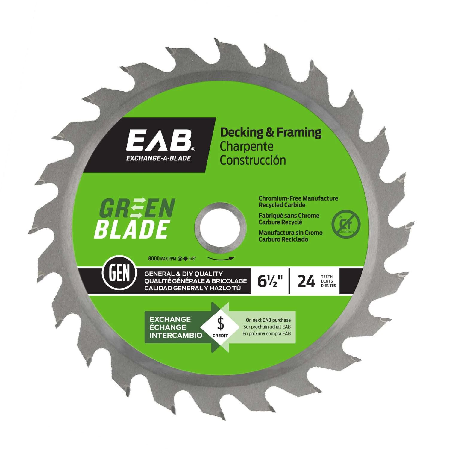 Exchange-A-Blade 6-1/2 In. D X 5/8 In. Carbide Framing Saw Blade 24 Teeth 1 Pk 1 Exchange-A-Blade 6-1/2 In. D X 5/8 In. Carbide Framing Saw Blade 24 Teeth 1 Pk