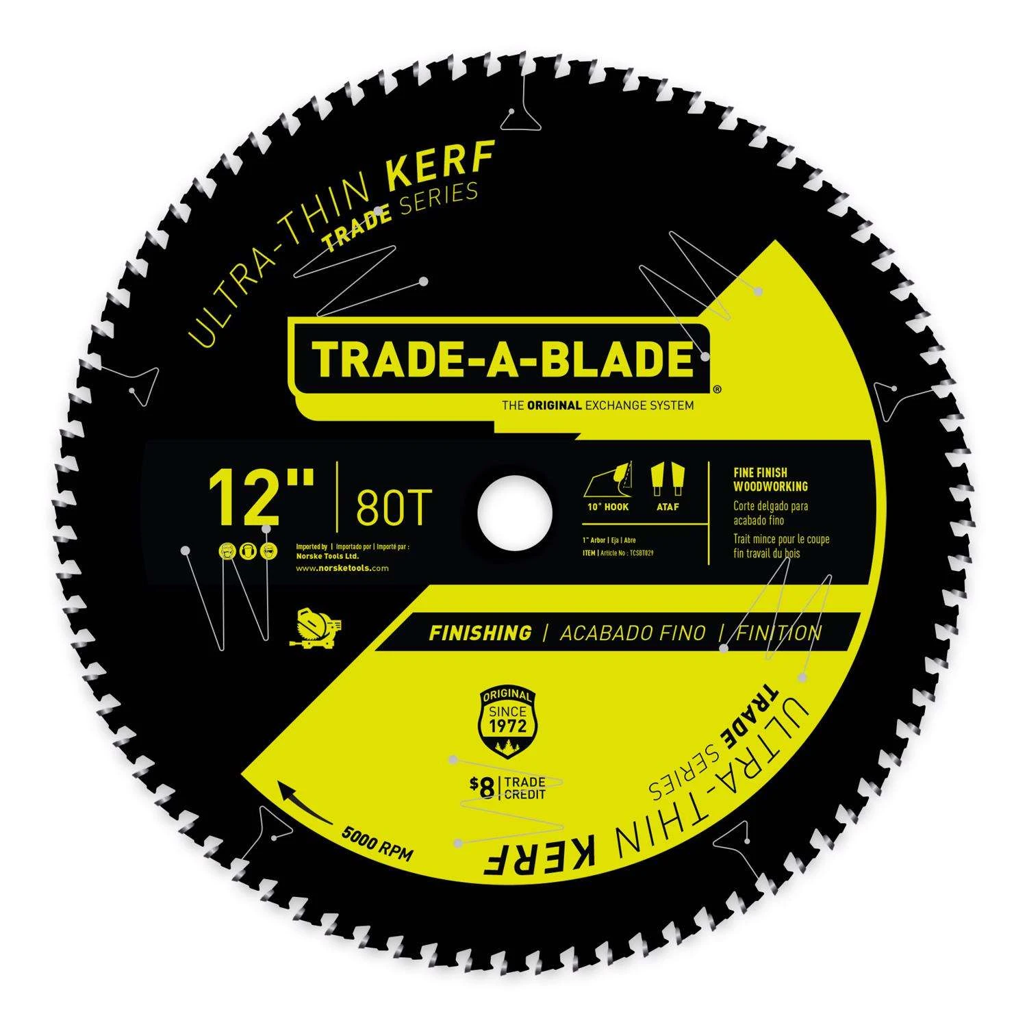 Trade A Blade 12 In. D X 1 In. Ultra Thin Kerf Carbide Saw Blade 80 Teeth 1 Pk 2 Trade A Blade 12 In. D X 1 In. Ultra Thin Kerf Carbide Saw Blade 80 Teeth 1 Pk - Image 2