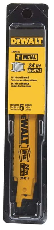 DeWalt 4 In. Bi-Metal Reciprocating Saw Blade 24 TPI 5 Pk
