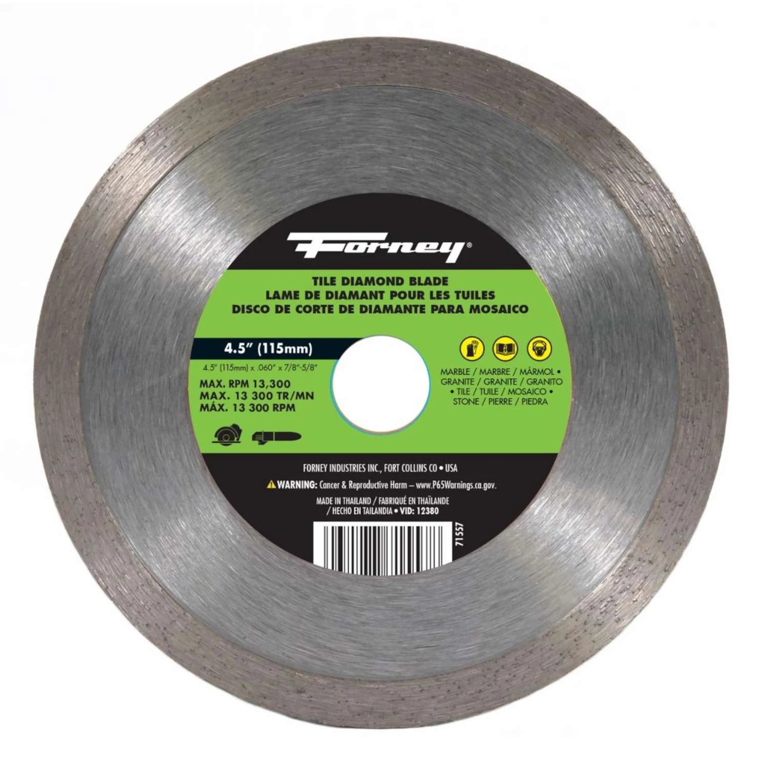 Forney 4-1/2 In. D X 7/8 In. Diamond Diamond Saw Blade 1 Pc 1 Forney 4-1/2 In. D X 7/8 In. Diamond Diamond Saw Blade 1 Pc