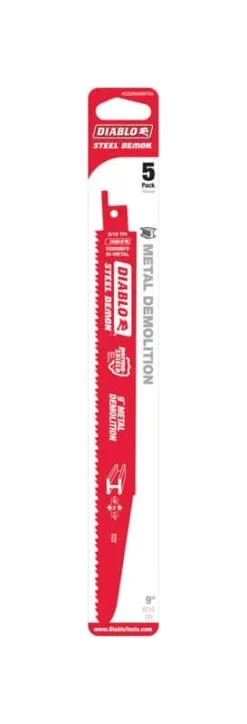 Diablo 9 In. Bi-Metal Thick Metal & Demolition Reciprocating Saw Blade 8/10 TPI 5 Pk