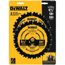 DeWalt 6-1/2 In. D X 5/8 In. Tungsten Carbide Circular Saw Blade Set 18 And 24 Teeth 2 Pc