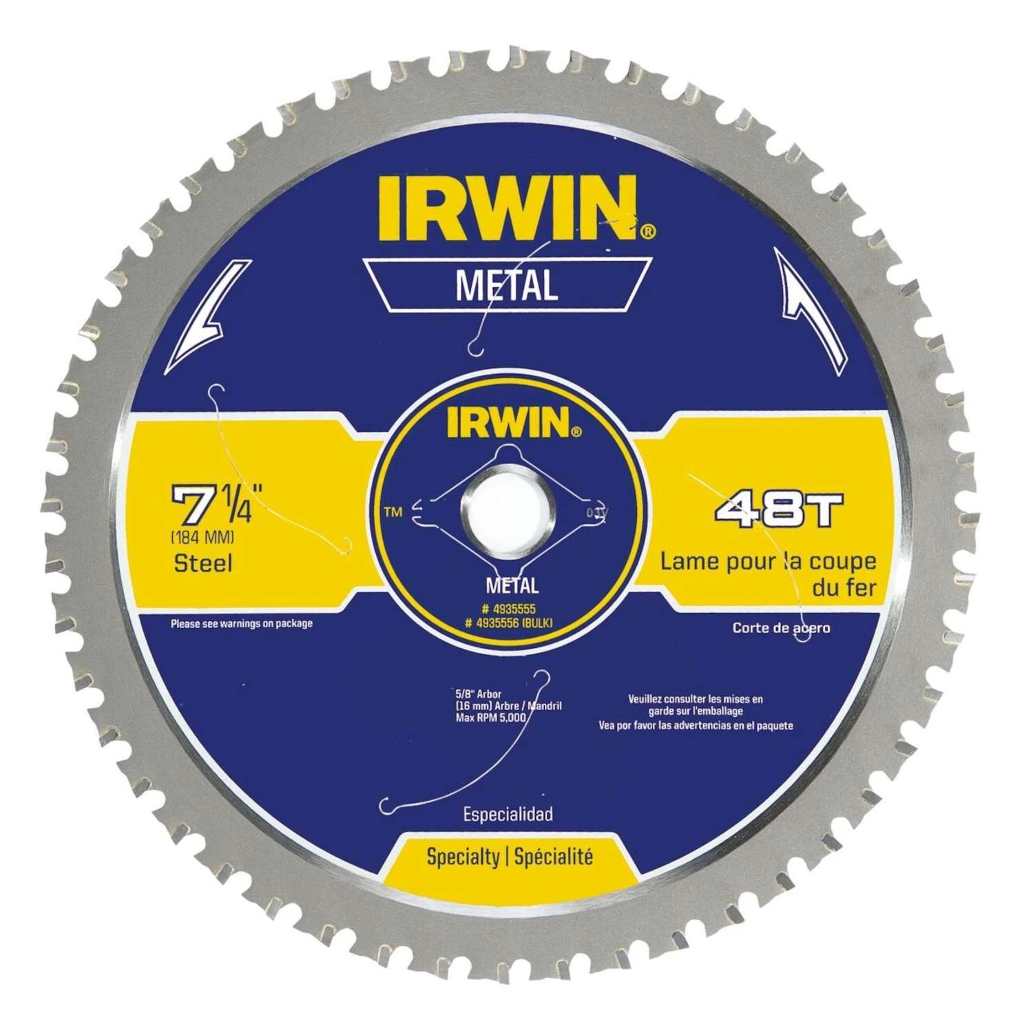 Irwin Marathon 7-1/4 In. D X 5/8 In. Steel Circular Saw Blade 48 Teeth 1 Pk 1 Irwin Marathon 7-1/4 In. D X 5/8 In. Steel Circular Saw Blade 48 Teeth 1 Pk