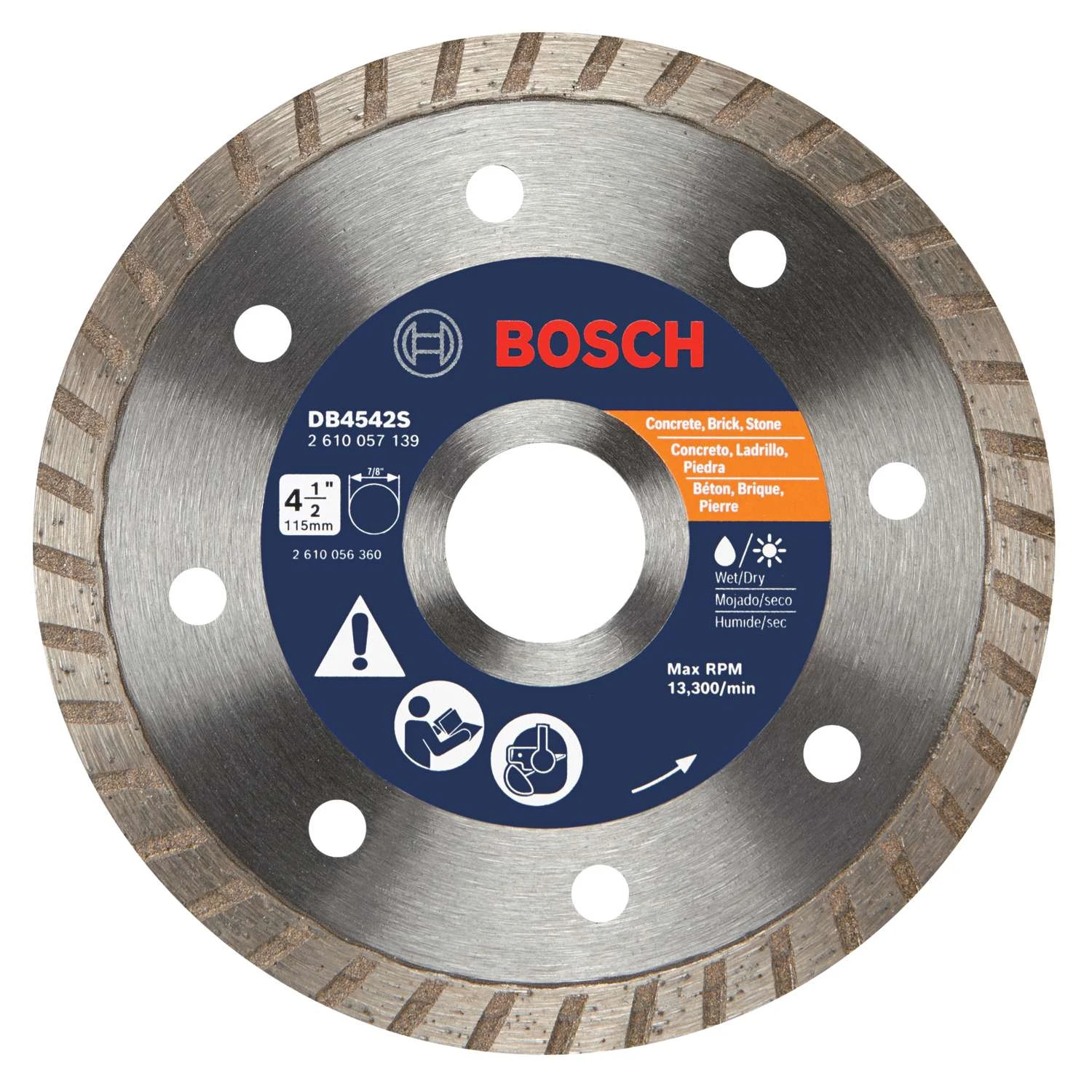 Bosch 4-1/2 In. D X 7/8 In. Diamond Turbo Rim Circular Saw Blade 1 Pk 1 Bosch 4-1/2 In. D X 7/8 In. Diamond Turbo Rim Circular Saw Blade 1 Pk