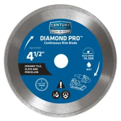Century Drill & Tool Diamond Pro 4-1/2 In. D X 7/8 In. Diamond Continuous Rim Diamond Saw Blade 1 Pk