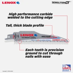 Lenox Demolition CT 9 In. Carbide Tipped Reciprocating Saw Blade 6 TPI 5 Pk -Dewalts Store f3cfc33a 11be 4313 aaa9 0ca3e24f04e7