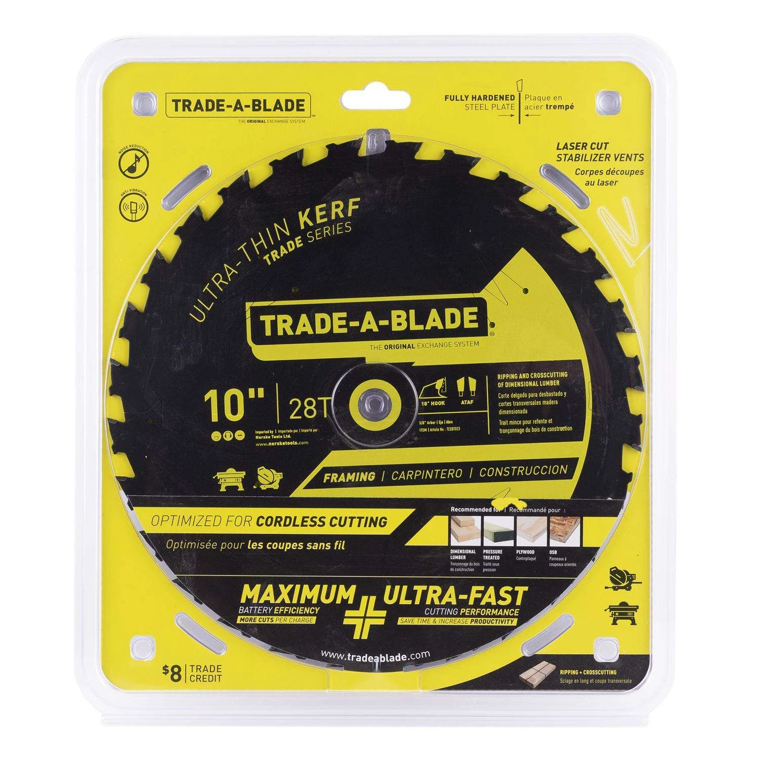Trade A Blade 10 In. D X 5/8 In. Ultra Thin Kerf Carbide Saw Blade 28 Teeth 1 Pk 1 Trade A Blade 10 In. D X 5/8 In. Ultra Thin Kerf Carbide Saw Blade 28 Teeth 1 Pk