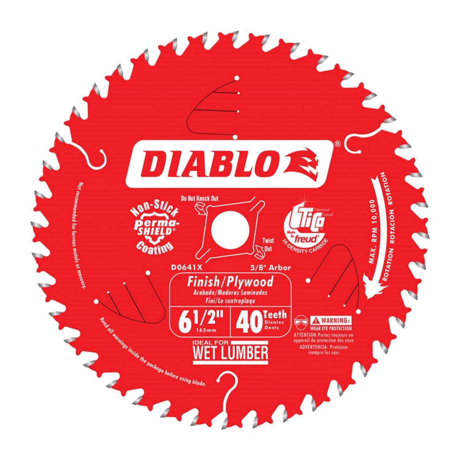 Diablo 6-1/2 In. D X 5/8 In. Finish/Plywood TiCo Hi-Density Carbide Finish Saw Blade 40 Teeth 1 Pk 1 Diablo 6-1/2 In. D X 5/8 In. Finish/Plywood TiCo Hi-Density Carbide Finish Saw Blade 40 Teeth 1 Pk